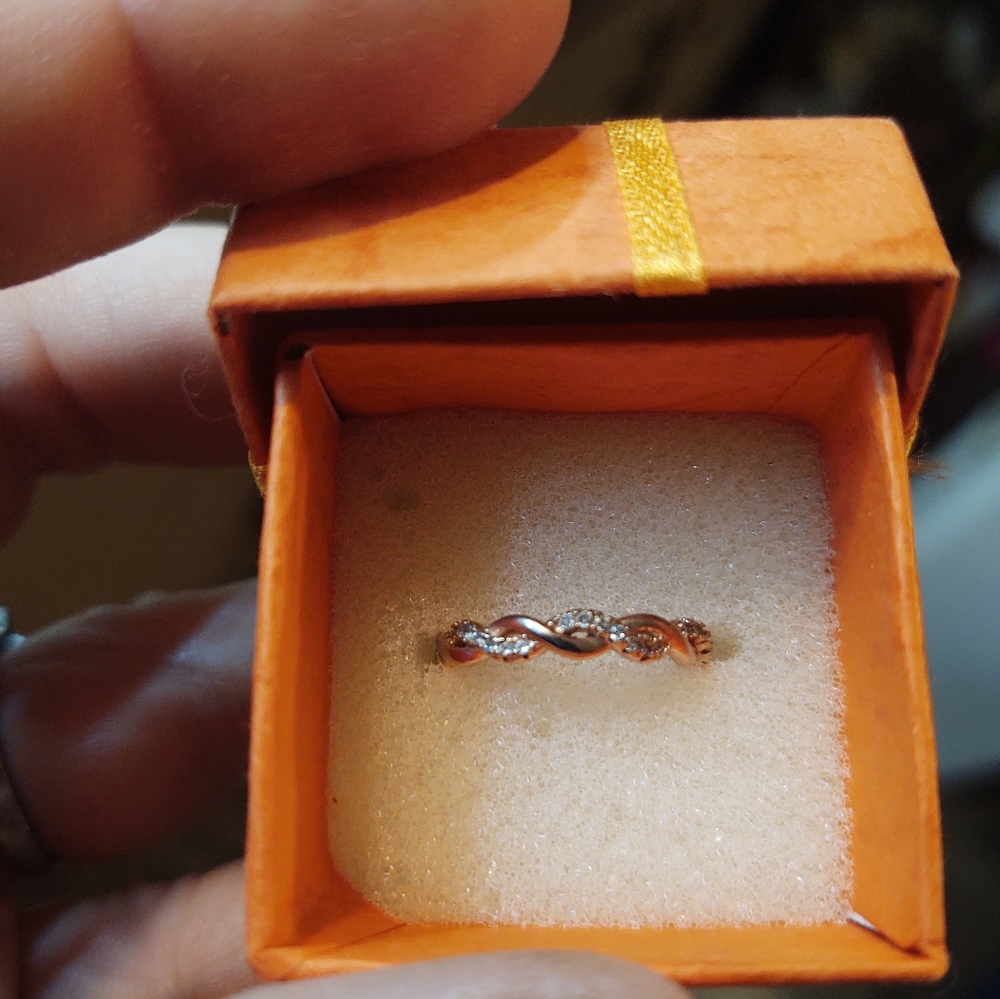 Vintage Gold Plated over 925 Sterling Silver and Diamond Chips, Sz 6